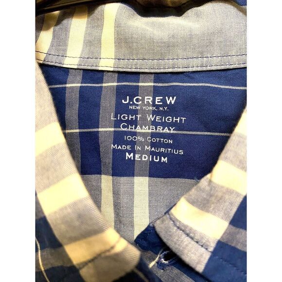 J.Crew N.Y Light Weight Ch. Shirt Medium 100% Cotton Button Up Shirt Plaid  Blue - Picture 3 of 7